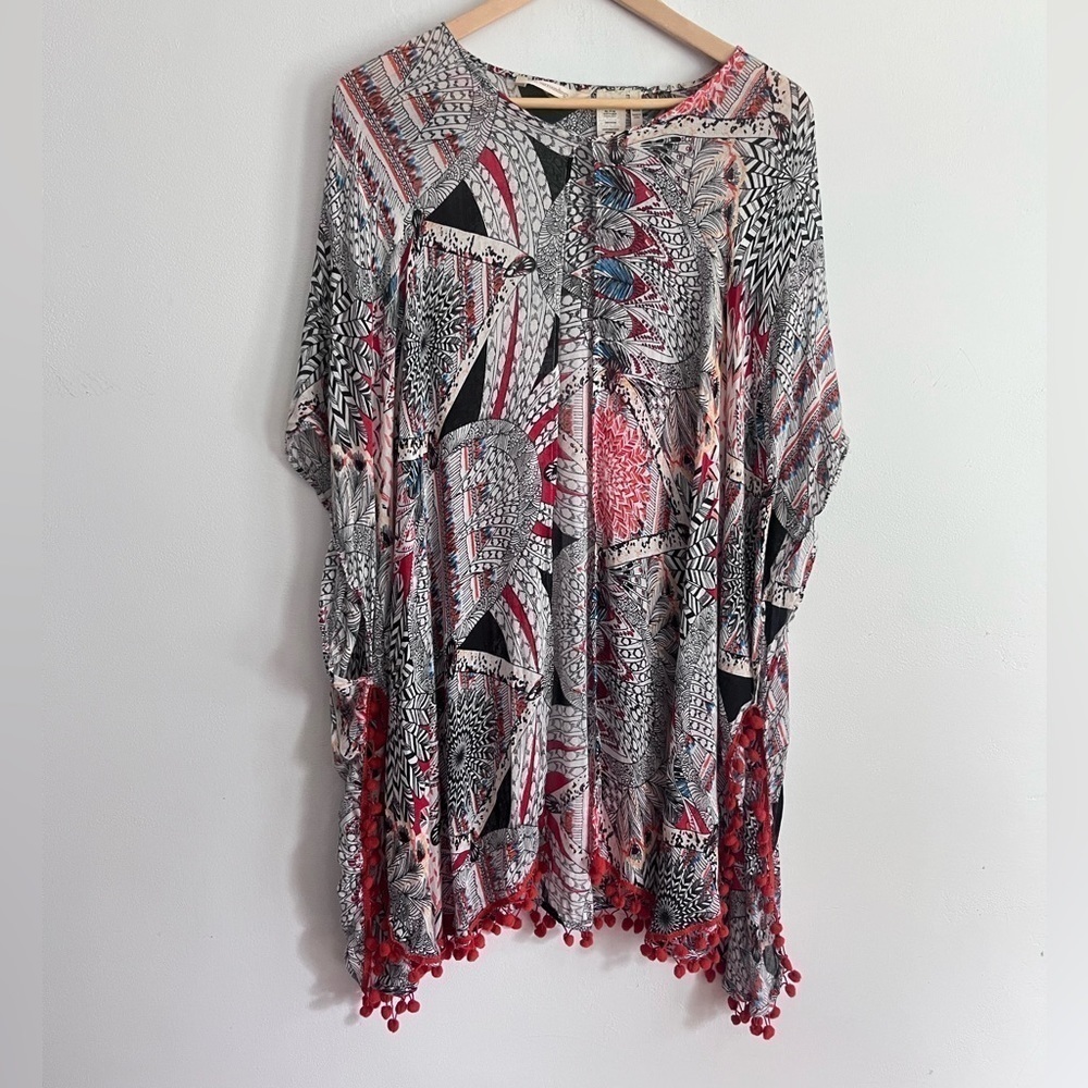 Soft Surroundings Kimono Boho Cardigan Topper Tassels Drape One Size